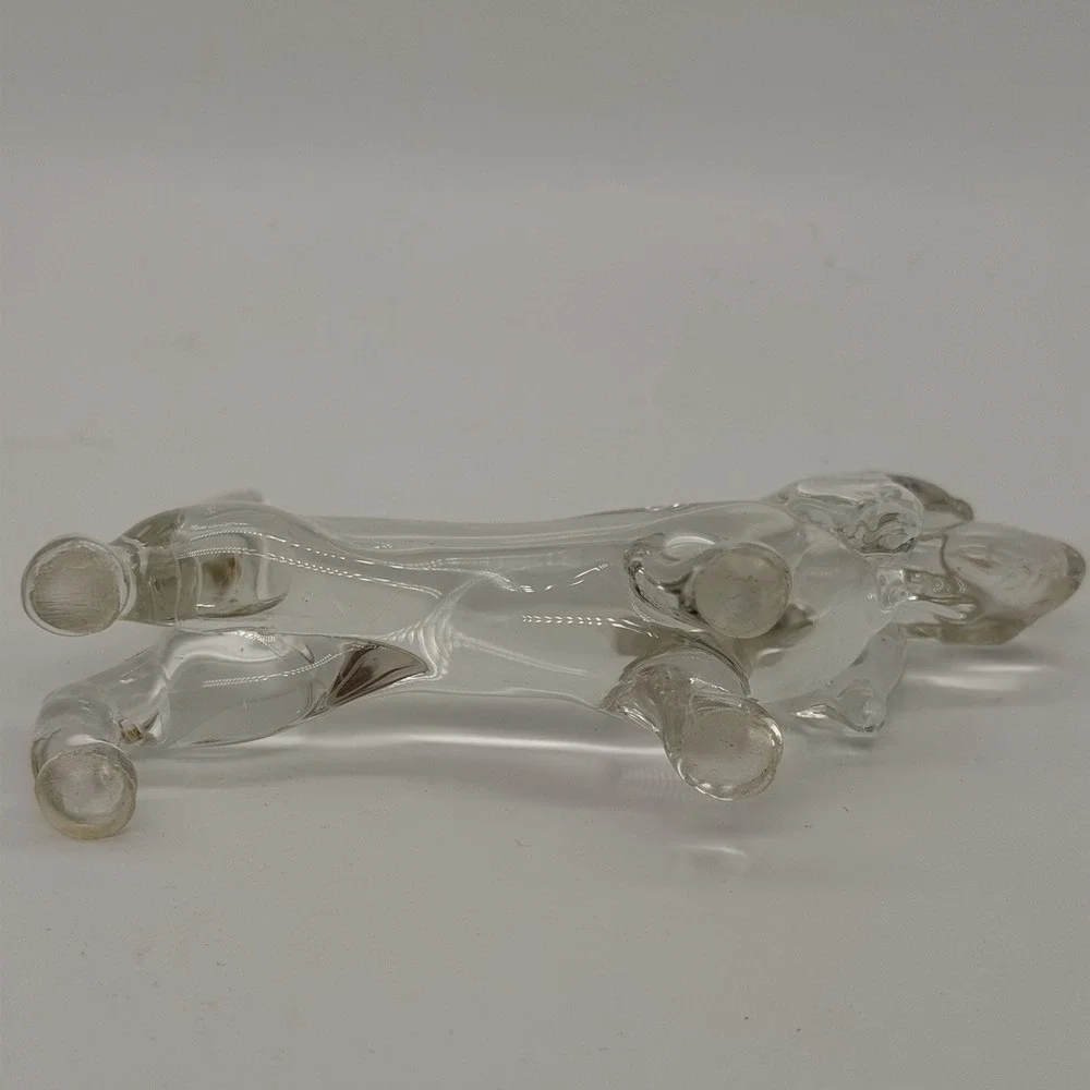 Clear Glass Dog Basset Hound Figurine Paper Weight Home Decor Collectable